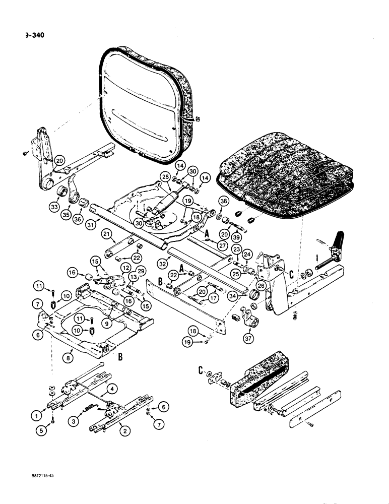 Схема запчастей Case W36 - (9-340) - SUSPENSION SEAT (09) - CHASSIS/ATTACHMENTS