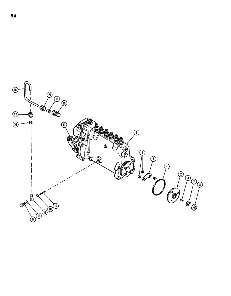 Схема запчастей Case W26B - (054) - A58538 INJECTION PUMP (504BDT) DIESEL ENGINE WITH LUBE TUBE ON ENG. SIDE OF PUMP (03) - FUEL SYSTEM