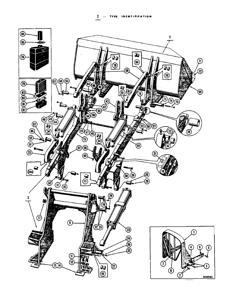 Схема запчастей Case 1000 - (198) - REAR HINGE LOADER, TYPE I (05) - UPPERSTRUCTURE CHASSIS