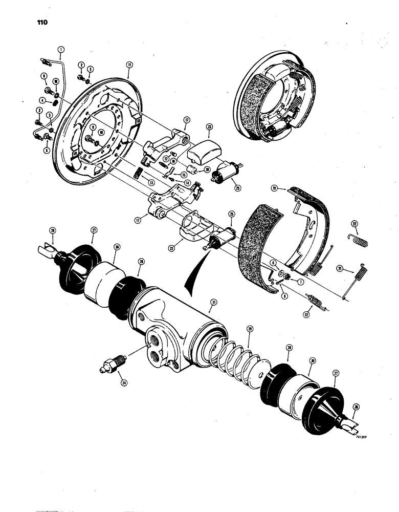 Схема запчастей Case W24B - (110) - FRONT AND REAR AXLE BRAKES (07) - BRAKES