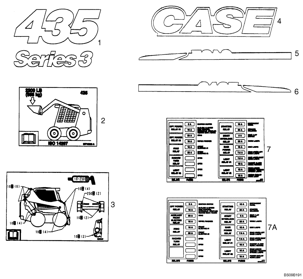 Схема запчастей Case 435 - (09-66) - DECALS (09) - CHASSIS