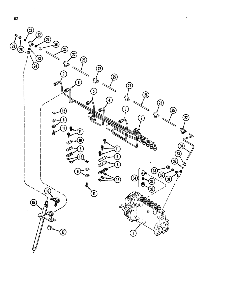 Схема запчастей Case W20B - (062) - FUEL INJECTION SYSTEM, 401BD AND 401BDT DIESEL ENGINE (03) - FUEL SYSTEM