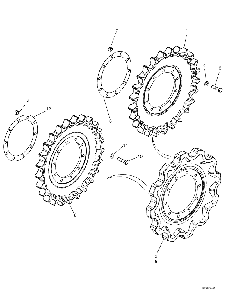 Схема запчастей Case 850L - (05-03) - SPROCKET, TRACK (11) - TRACKS/STEERING