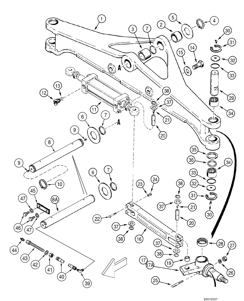 Схема запчастей Case 588G - (05-06) - AXLE, REAR - SPINDLES (05) - STEERING