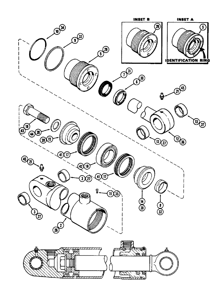 Схема запчастей Case 33 - (336) - G33456 3-POINT HITCH LIFT CYL,3"DIA. CYL W/8-3/8"STROKE W/GLAND ID RING 