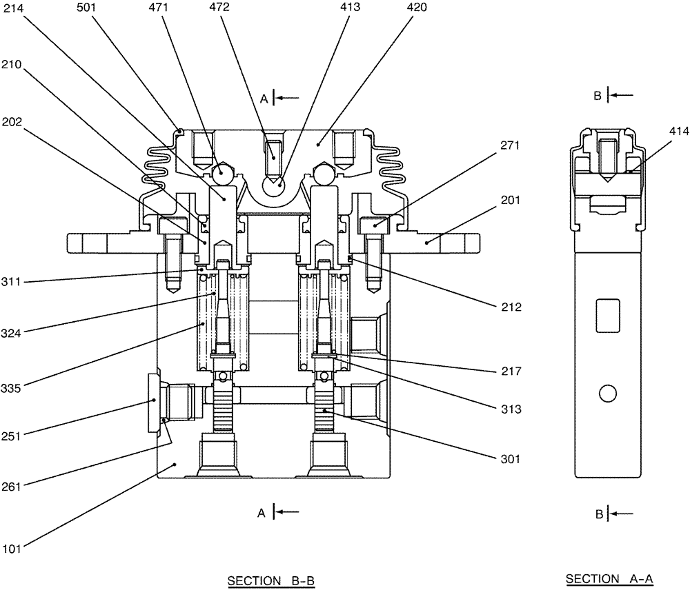 Схема запчастей Case CX36B - (07-039) - VALVE ASSY, RELIEF (PROPELLING), P/N PB30V00002F1 (35) - HYDRAULIC SYSTEMS