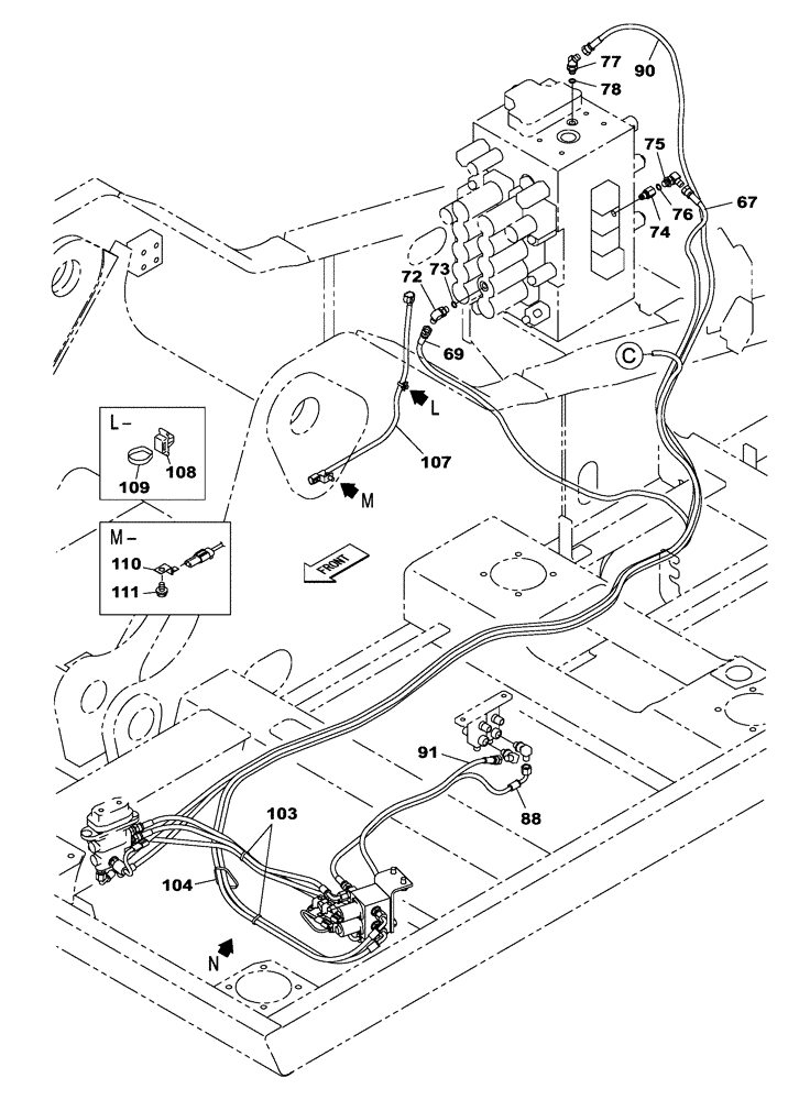 Схема запчастей Case CX210C NLC - (35.322.02[02]) - HYDRAULIC CIRCUIT - OPTIONAL - 3-WAY (35) - HYDRAULIC SYSTEMS