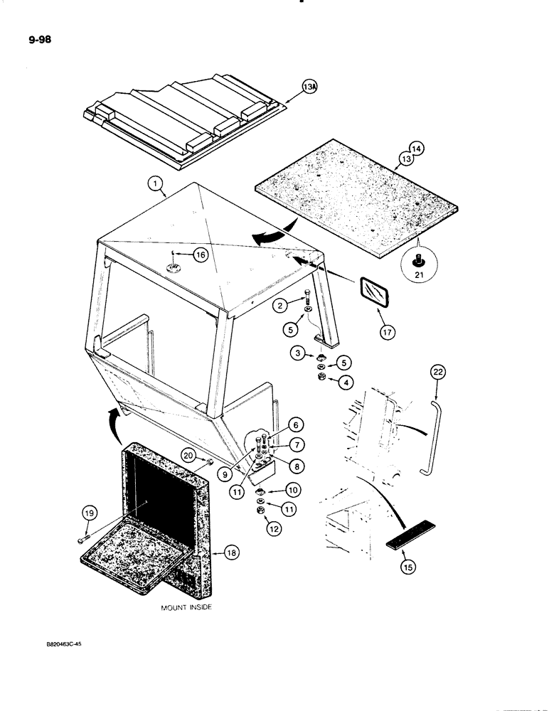 Схема запчастей Case W18B - (9-098) - ROPS CANOPY (09) - CHASSIS/ATTACHMENTS