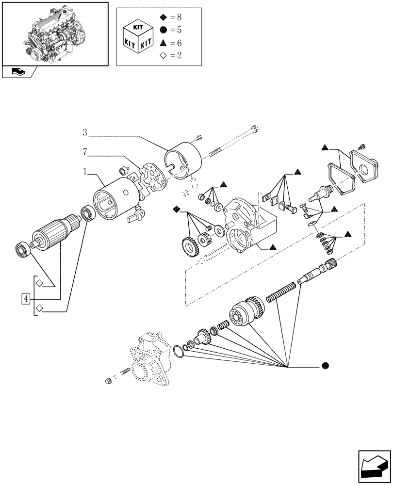 Схема запчастей Case F2CE9684H E003 - (0.36.0/ A) - STARTER MOTOR - COMPONENTS (99432760) 