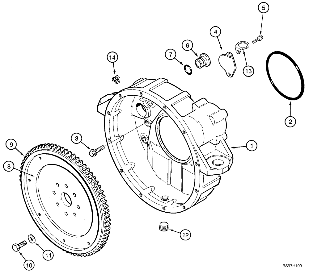 Схема запчастей Case 95XT - (02-17) - FLYWHEEL AND HOUSING (02) - ENGINE