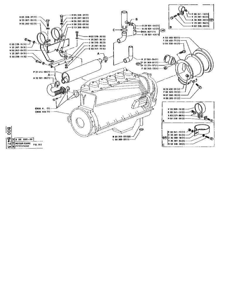 Схема запчастей Case 90BCL - (100) - FITTED ENGINE F6L 912 (01) - ENGINE