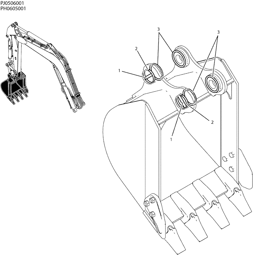 Схема запчастей Case CX50B - (03-008) - BUCKET INSTAL (84) - BOOMS, DIPPERS & BUCKETS