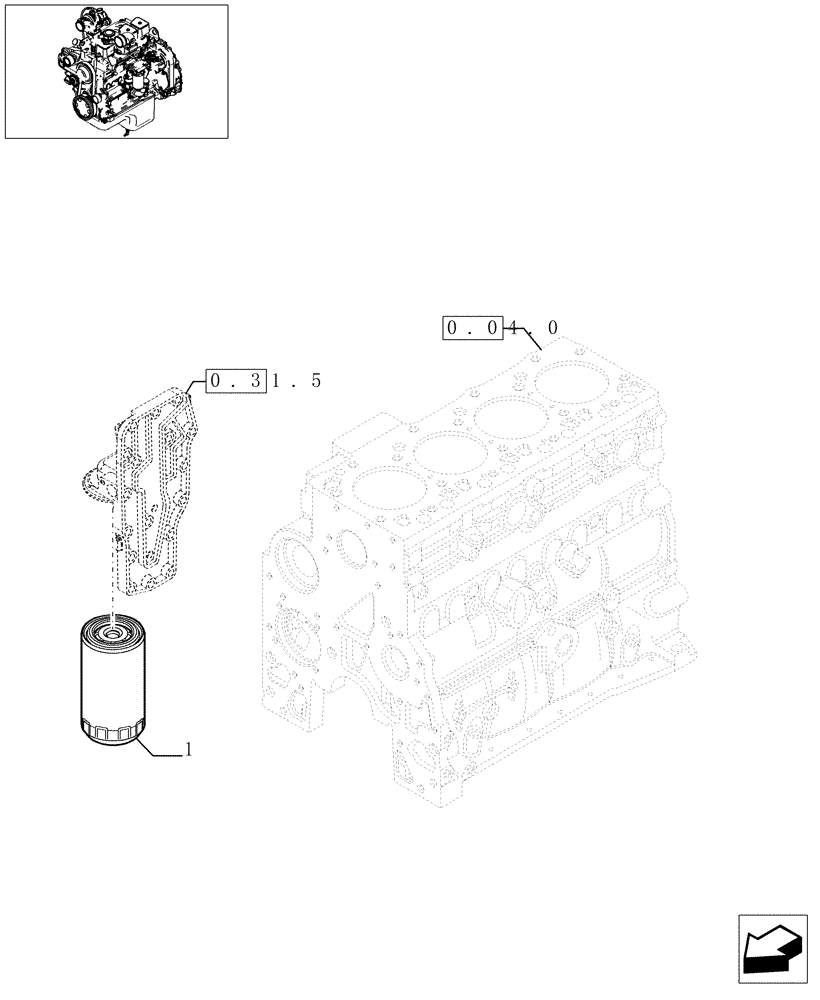 Схема запчастей Case F4DFE613G - (0.30.2[01]) - OIL FILTERS - ENGINE (504074042) 