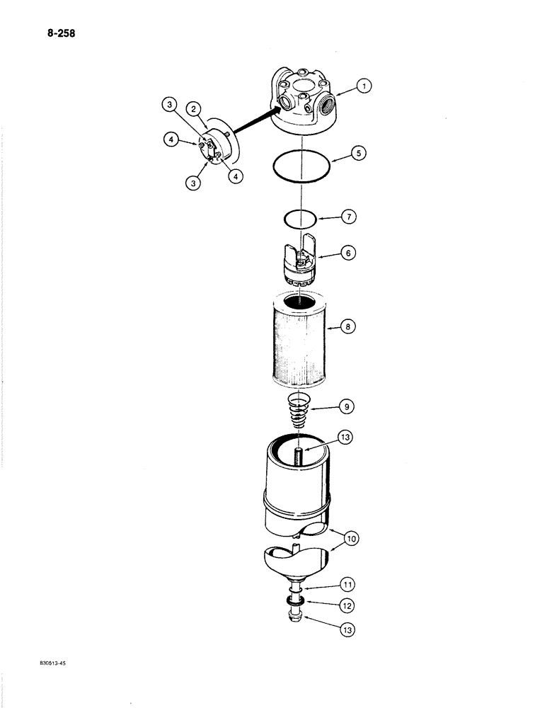 Схема запчастей Case 1080B - (8-258) - HYDRAULIC OIL FILTER (08) - HYDRAULICS