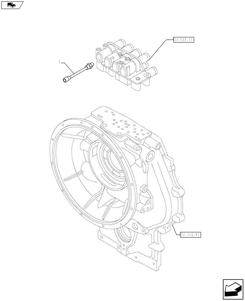 Схема запчастей Case 580SN WT - (55.021.01) - TRANSMISSION - 4WD POWERSHIFT H TYPE - VALVE, CONTROL (55) - ELECTRICAL SYSTEMS