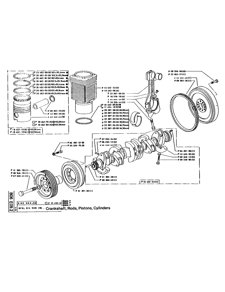 Схема запчастей Case 160CL - (23) - CRANKSHAFT, RODS, PISTONS, CYLINDERS (01) - ENGINE