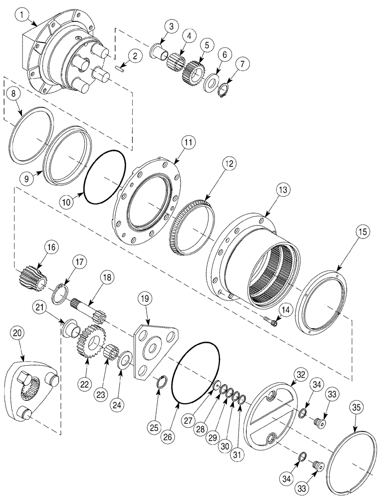 Схема запчастей Case 6030 - (05-02) - MOTOR, TRACK DRIVE PLANETARY HUB (11) - TRACKS/STEERING