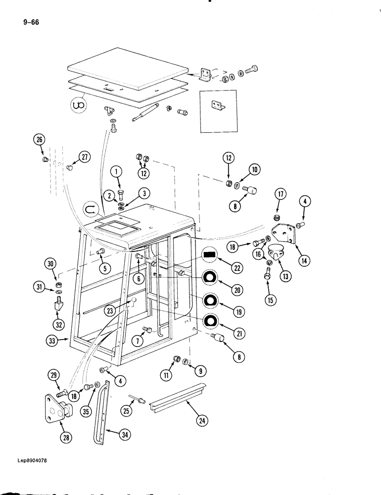 Схема запчастей Case 888 - (9-066) - CAB, CAB FRAME AND RELATED PARTS (09) - CHASSIS