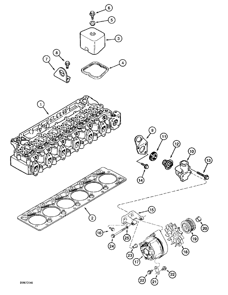 Схема запчастей Case 9030B - (2-46) - CYLINDER HEAD COVER, 6T-590 EMISSIONS CERTIFIED ENGINE, P.I.N. DAC03#2001 AND AFTER (02) - ENGINE