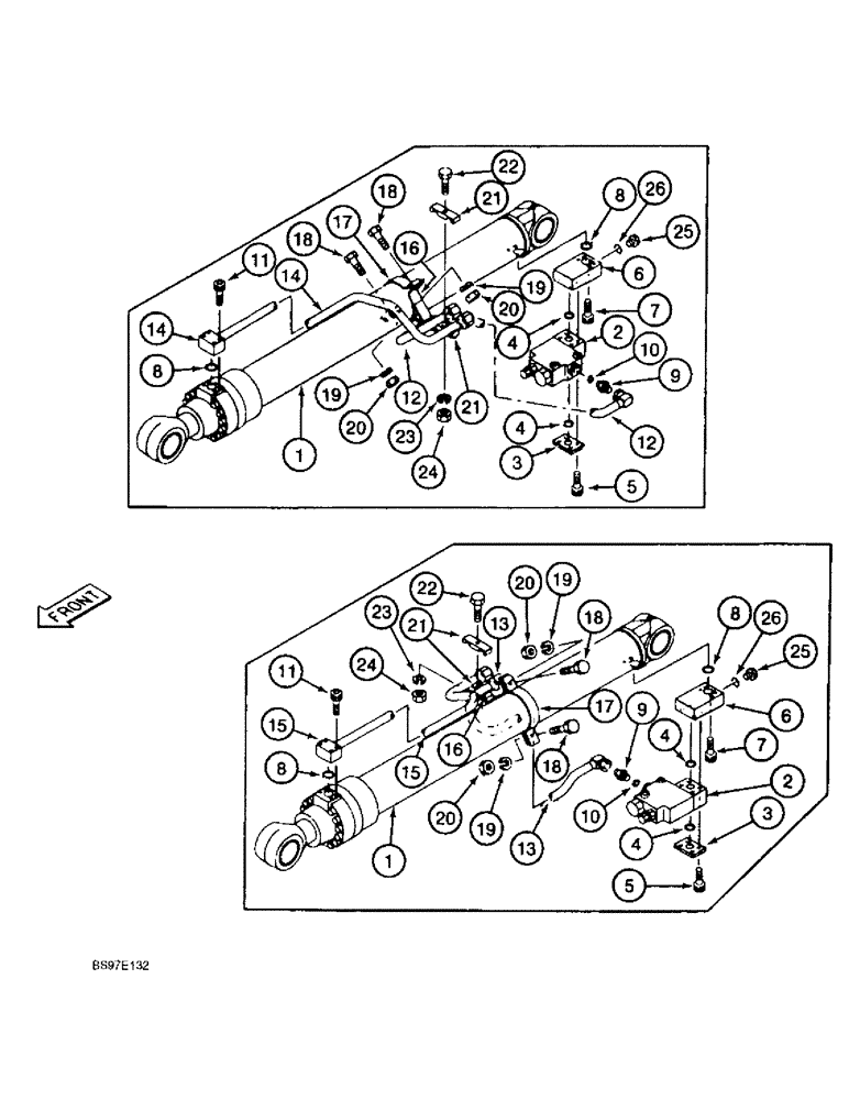 Схема запчастей Case 9020B - (8-136) - LOAD HOLDING OPTION, HOLDING VALVES AND TUBES AT BOOM CYLINDERS (08) - HYDRAULICS