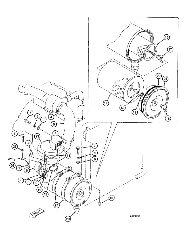 Схема запчастей Case 9040B - (2-10) - AIR CLEANER SYSTEM (02) - ENGINE