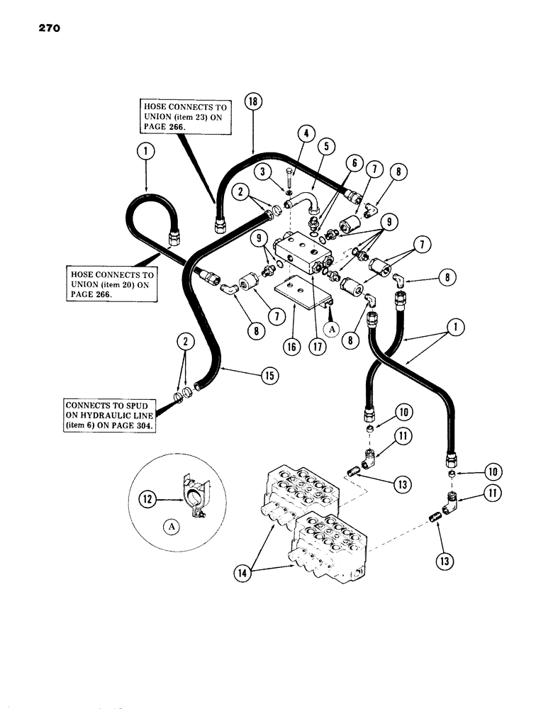 Схема запчастей Case 980B - (270) - MAIN CONTROL VALVES POWER SENSING TUBING, (USED ON UNITS PRIOR TO PIN 6204051) (07) - HYDRAULIC SYSTEM