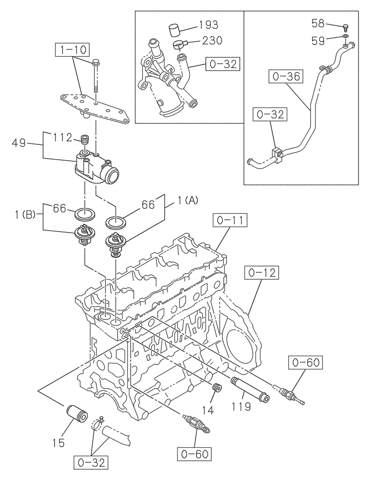 Схема запчастей Case CX250C - (02-017[00]) - ENGINE WATER CIRCUIT - THERMOSTAT (02) - ENGINE