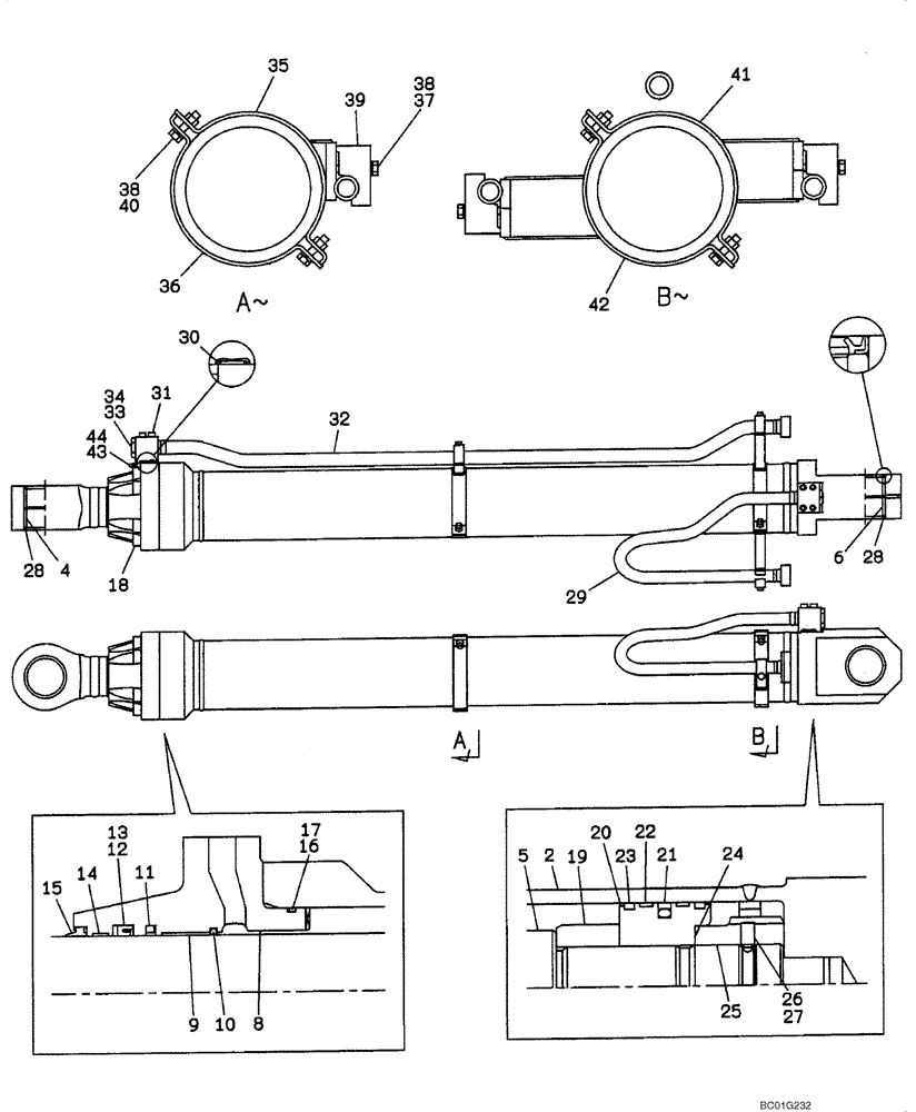 Схема запчастей Case CX800 - (08-80A) - CYLINDER ASSY - ARM (08) - HYDRAULICS