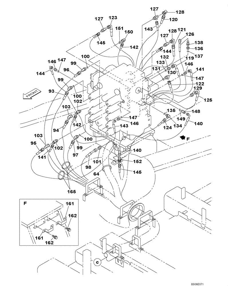 Схема запчастей Case CX800 - (08-032-00[01]) - HYDRAULIC CIRCUIT - ATTACHMENT CONTROL VALVE PILOT (WITHOUT VALVE, PRESSURE RELIEF) (08) - HYDRAULICS