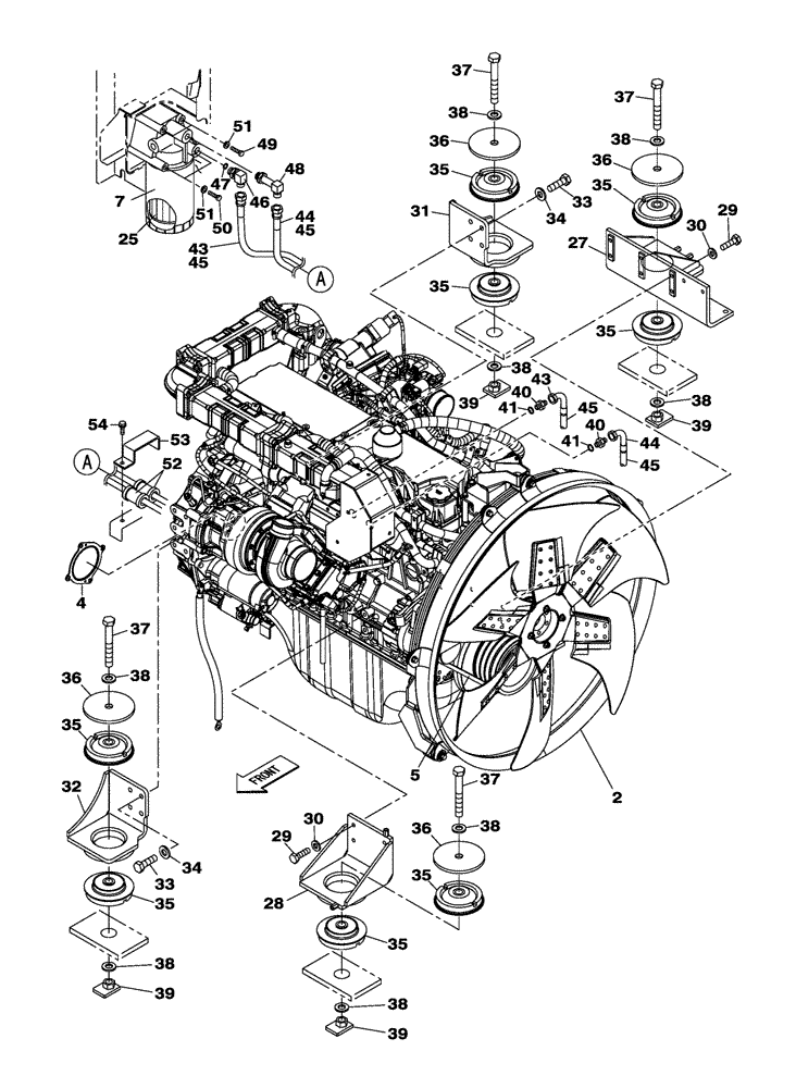 Схема запчастей Case CX300C - (02-001-00[01]) - ENGINE MOUNTING - ENGINE - OIL CIRCUIT (02) - ENGINE