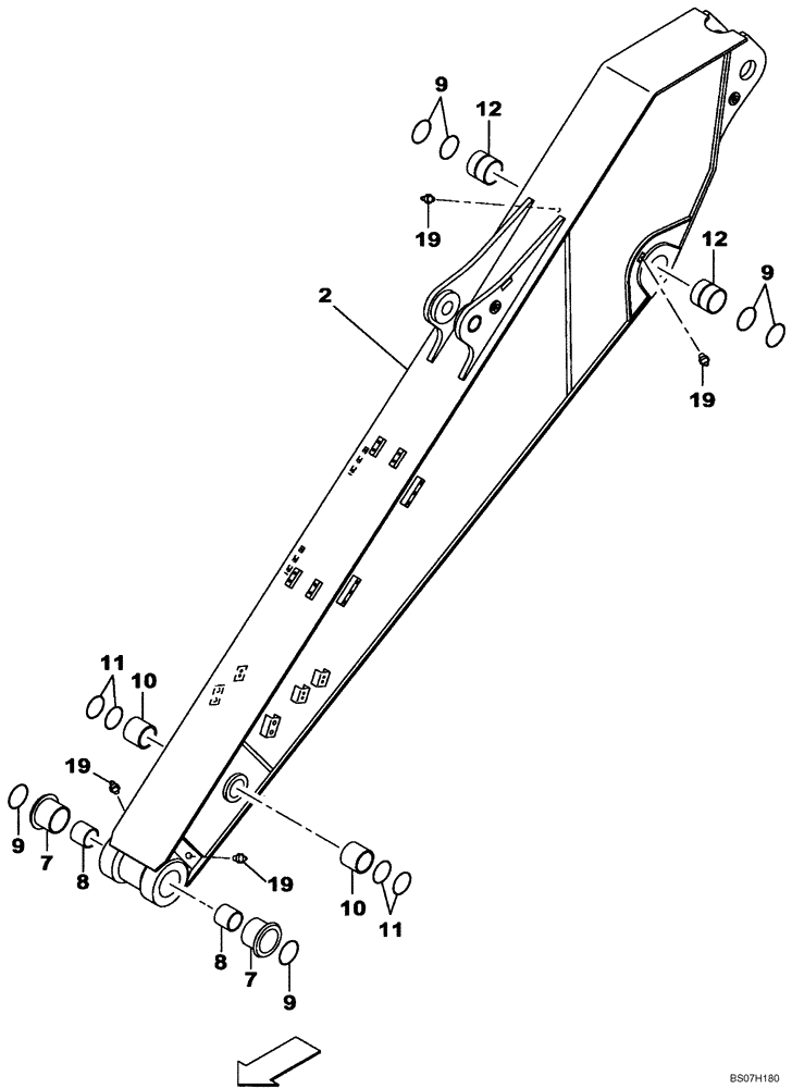 Схема запчастей Case CX160B - (09-53[00]) - ARM (3.05M) - OPTIONAL (09) - CHASSIS/ATTACHMENTS