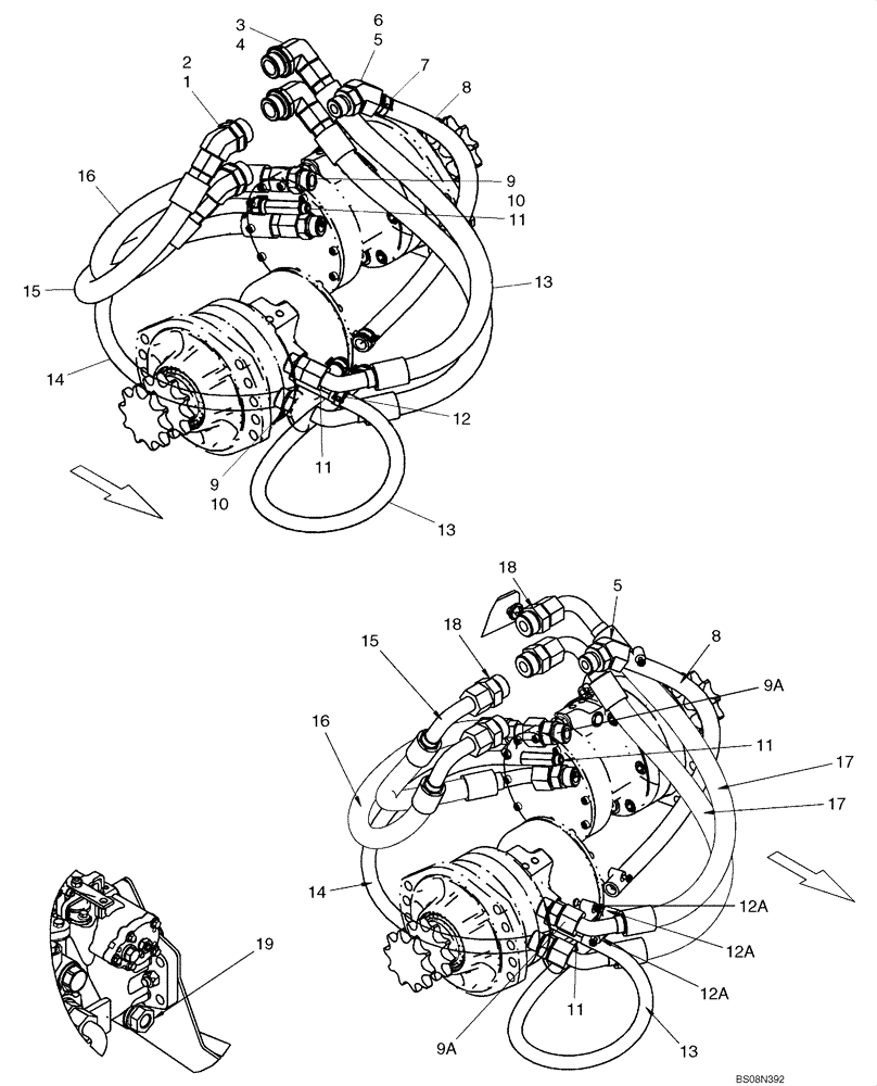 Схема запчастей Case 410 - (06-05) - HYDROSTATICS - DRIVE MOTORS (06) - POWER TRAIN