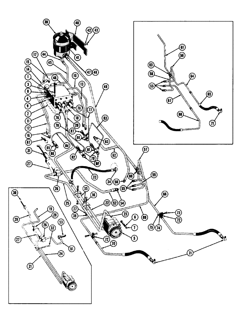 Схема запчастей Case 600 - (092) - HYDRAULIC SYSTEM, PUMP, VALVE, TUBING, BRAKE LINES, FITTINGS. (USED UP TO S/N 6-22-56) (07) - HYDRAULIC SYSTEM