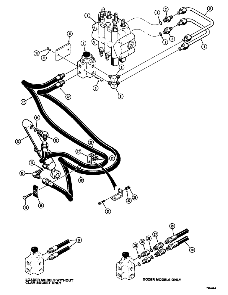 Схема запчастей Case 350B - (174) - RIPPER HYDRAULIC CIRCUIT, WITH DIVERSION VALVE (07) - HYDRAULIC SYSTEM