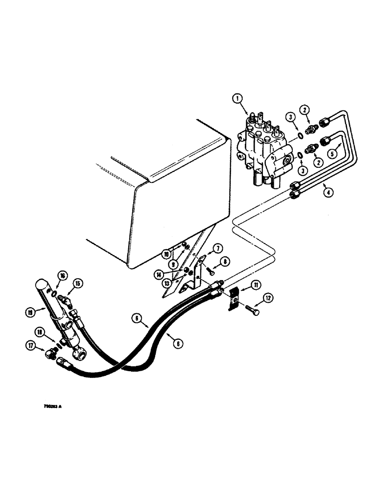 Схема запчастей Case 350B - (172) - RIPPER HYDRAULIC CIRCUIT, WITHOUT DIVERSION VALVE (07) - HYDRAULIC SYSTEM