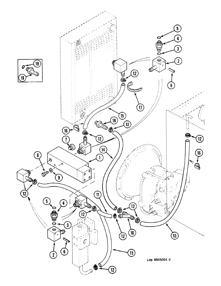 Схема запчастей Case 688C - (8B-18) - ENGINE MODULE HYD, CIRCUIT WITH THERMOSTATIC CONTROLLED (-10921) (07) - HYDRAULIC SYSTEM