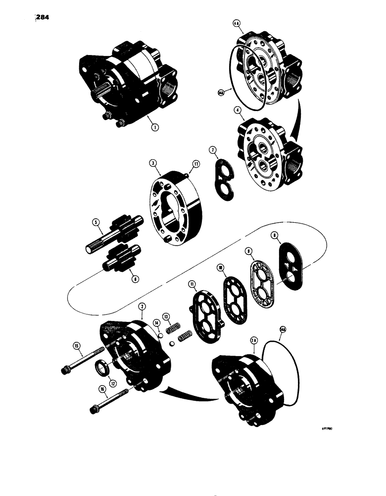 Схема запчастей Case 450 - (284) - D41390 HYDRAULIC PUMP (07) - HYDRAULIC SYSTEM