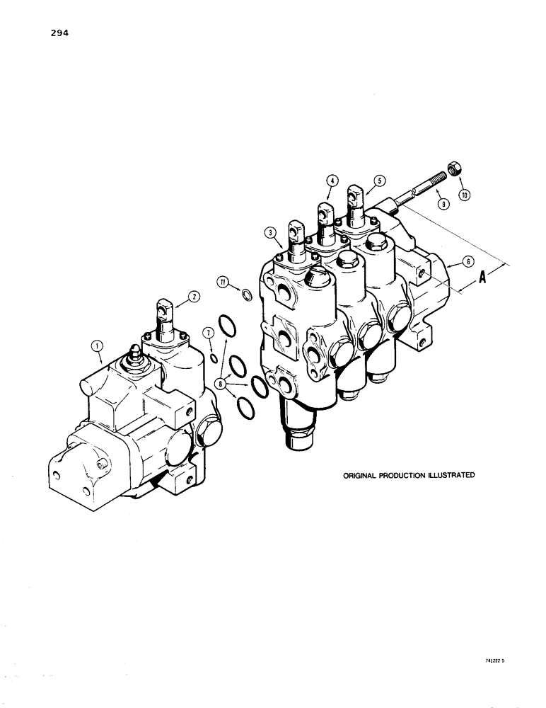 Схема запчастей Case 1450 - (294) - R28049 4 SPOOL VALVE, TILT DOZER WITH DUAL PULL BEHIND (08) - HYDRAULICS