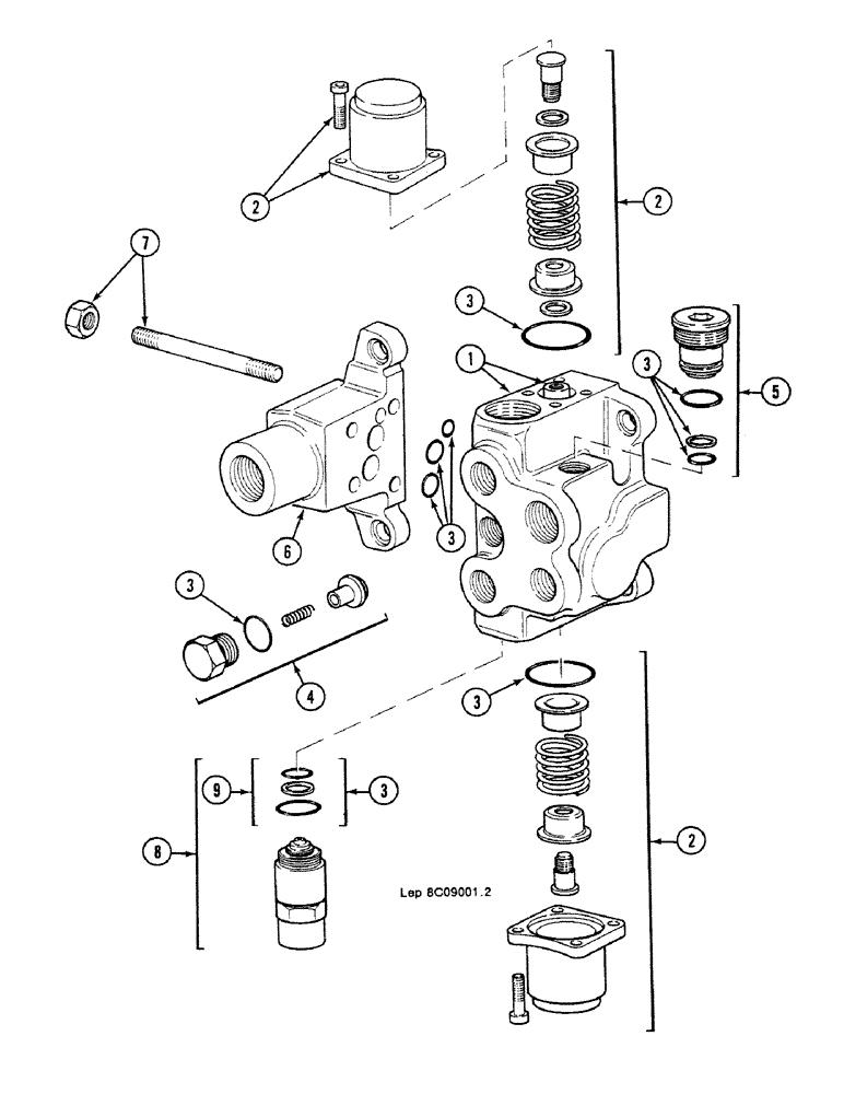 Схема запчастей Case 688C - (8C-60) - CONTROL VALVE FOR SWING, (10699-10715, 10735-11128, 11130) (07) - HYDRAULIC SYSTEM