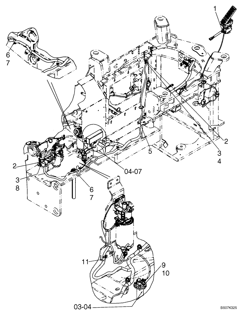 Схема запчастей Case 521E - (04-06) - HARNESS, ENGINE - THROTTLE CONTROL (04) - ELECTRICAL SYSTEMS