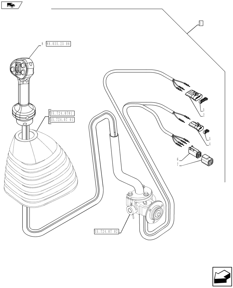 Схема запчастей Case 580SN - (88.035.25[05]) - DIA KIT, PILOT CONTROLS, 3 SPOOLS, POWERSHIFT TRANSMISSION (88) - ACCESSORIES