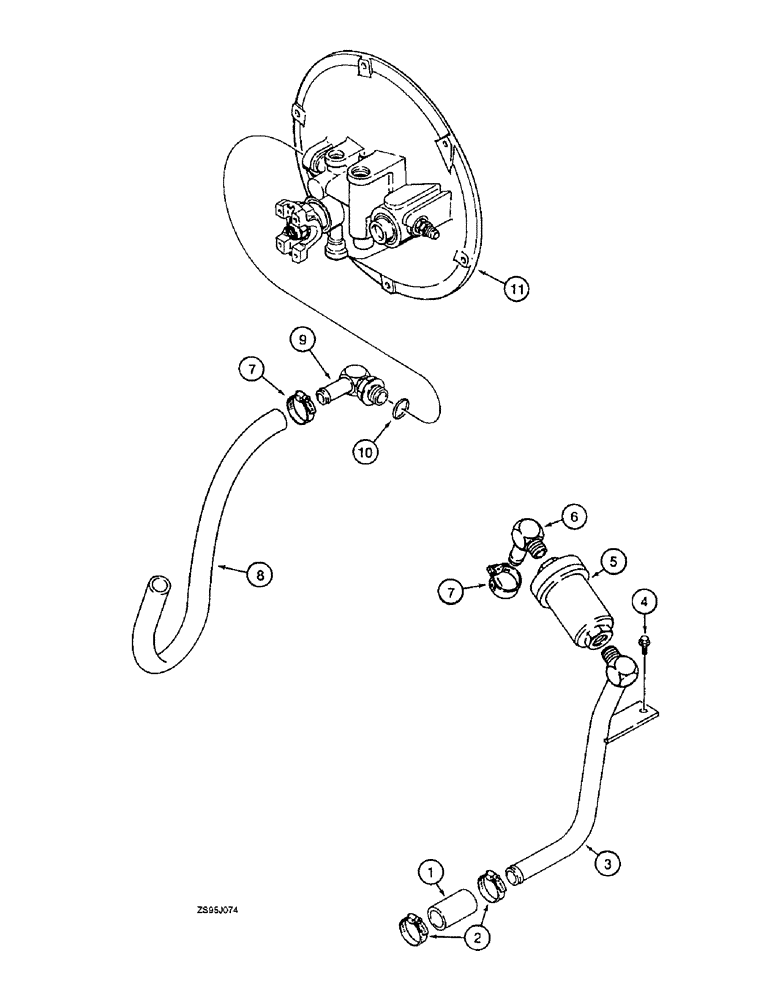 Схема запчастей Case 550E - (6-40) - TRANSMISSION HYDRAULIC CIRCUIT, TRANSMISSION SUCTION LINE (06) - POWER TRAIN