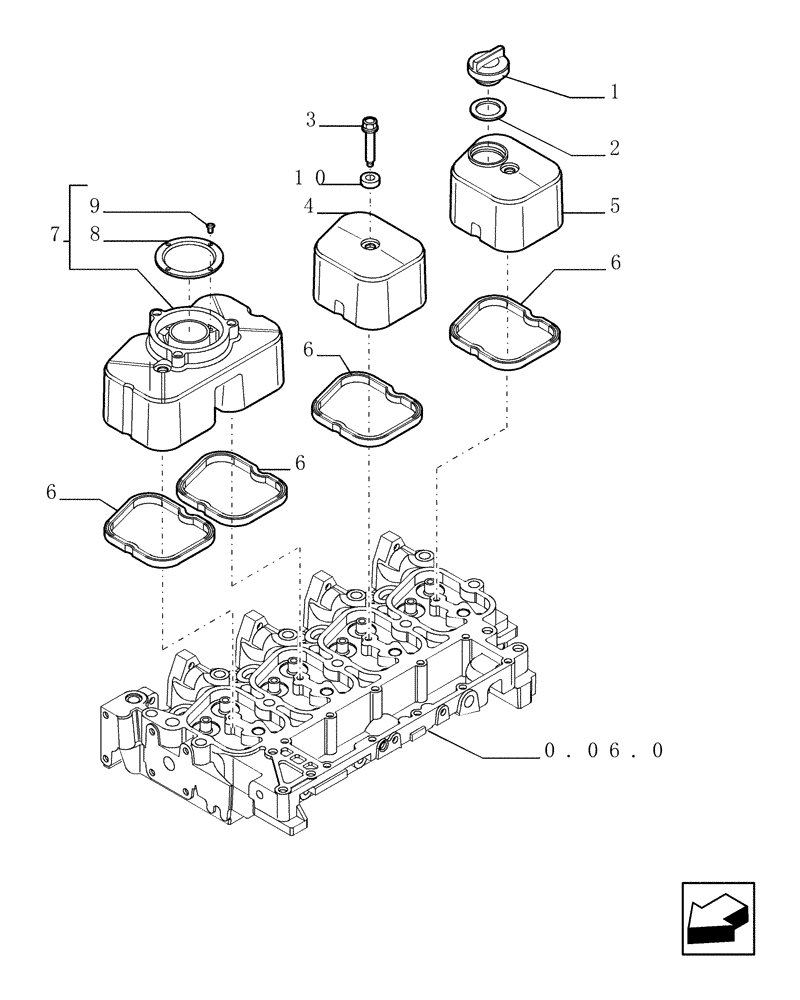 Схема запчастей Case TX742 - (0.06.3[01]) - CYLINDER HEAD COVERS (10) - ENGINE