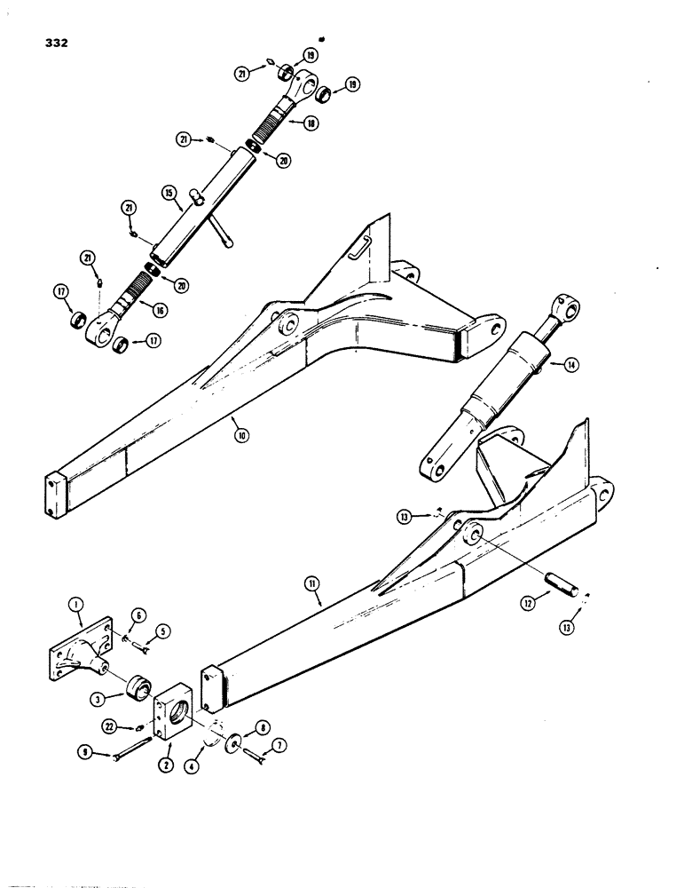 Схема запчастей Case 850B - (332) - TILT DOZER PUSH BEAMS (05) - UPPERSTRUCTURE CHASSIS