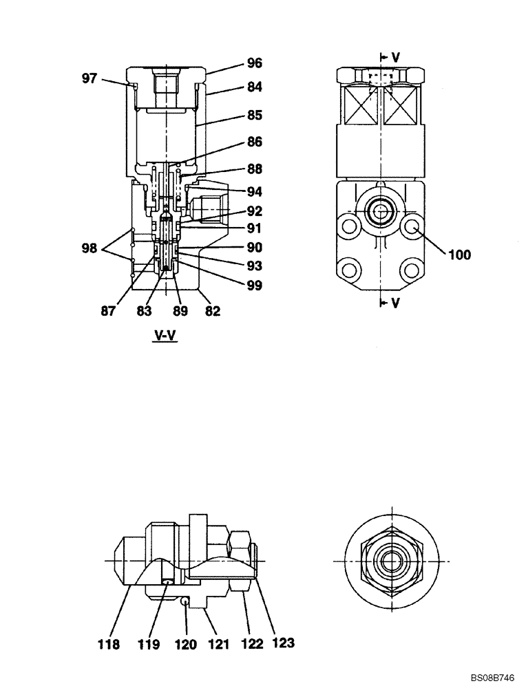 Схема запчастей Case CX80 - (08-67) - CONTROL VALVE - 2ND OPTION - (KAJ5077) 8 OF 8 (08) - HYDRAULICS