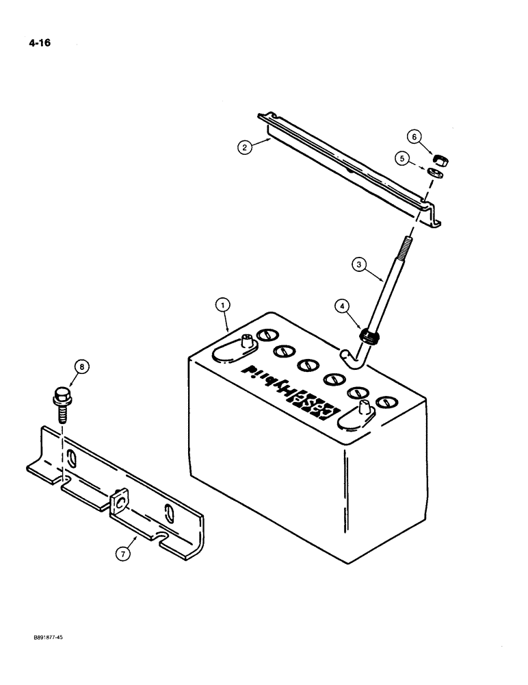 Схема запчастей Case 550 - (4-16) - BATTERY MOUNTING (04) - ELECTRICAL SYSTEMS