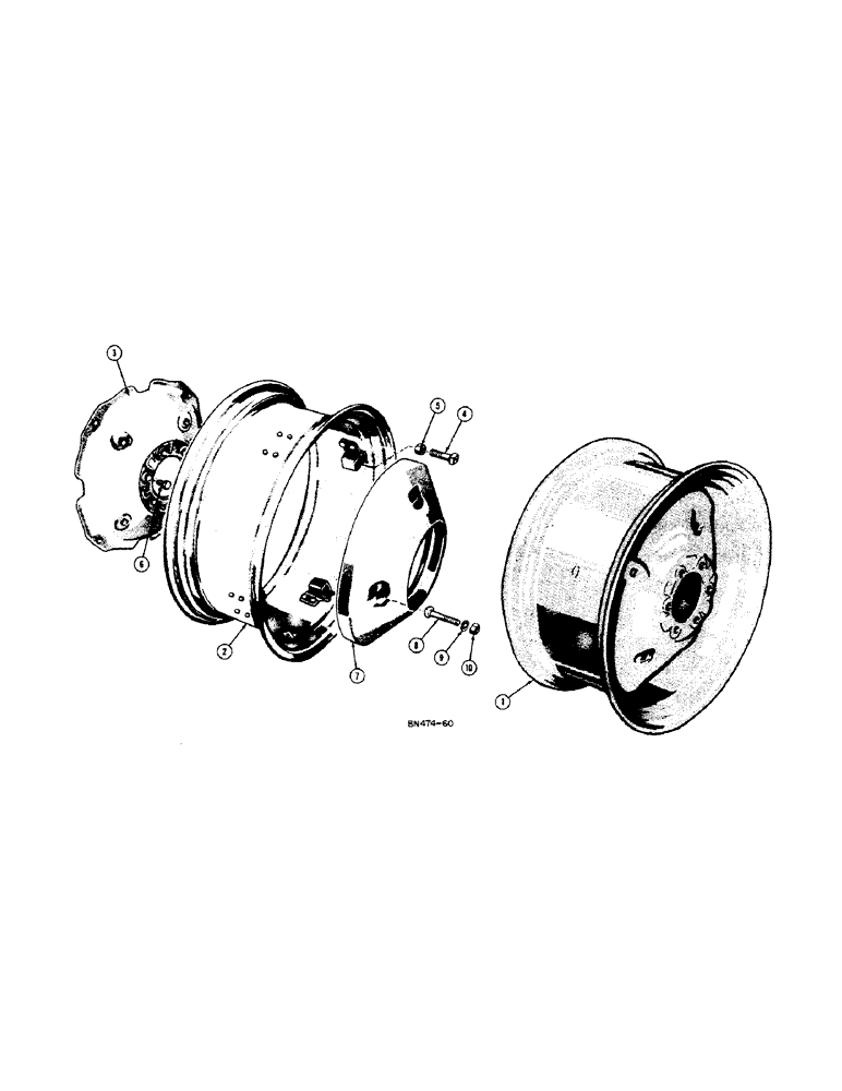 Схема запчастей Case 420B - (102) - REAR WHEELS AND RIMS, (UP TO SERIAL #6128060) 