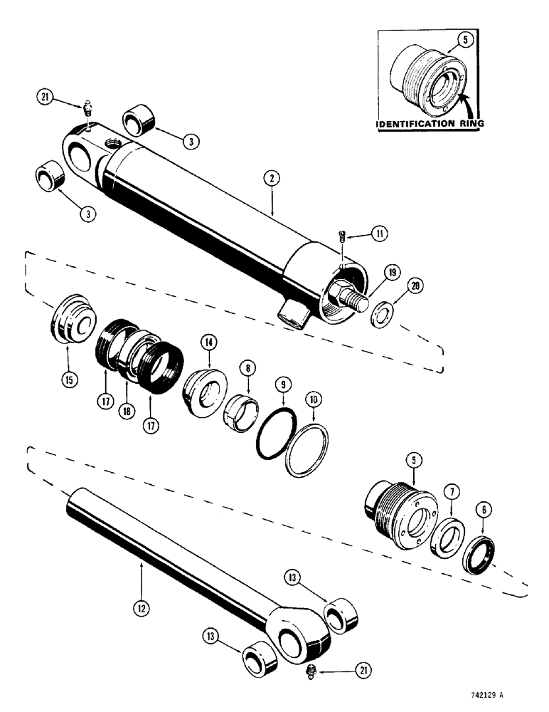 Схема запчастей Case 350 - (256) - G33798 & G33799 BUCKET CLAM CYLS., W/SOLID OUTER WIPER&SPLIT INNER WIPER W/O GLAND CENTER BEARING (07) - HYDRAULIC SYSTEM