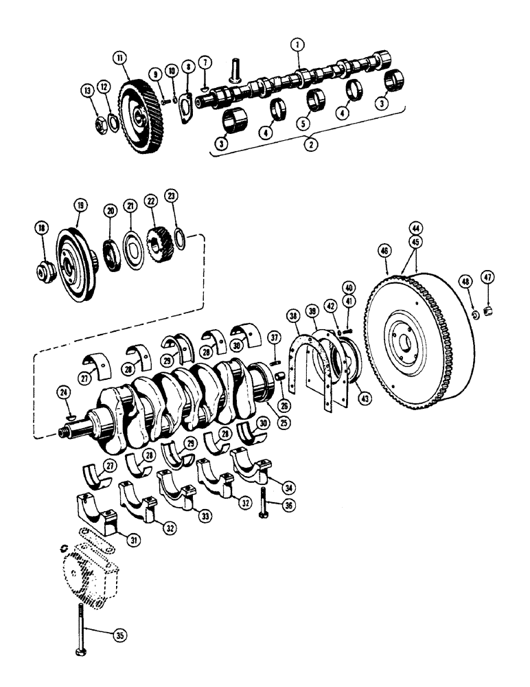 Схема запчастей Case 530CK - (044) - CAMSHAFT, (188) DIESEL ENGINE (10) - ENGINE