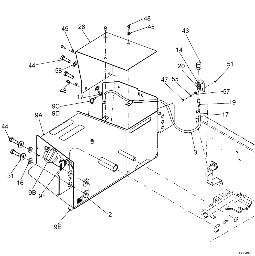 Схема запчастей Case 586G - (09-22) - BATTERY BOX - TANK, HYDRAULIC OIL (09) - CHASSIS